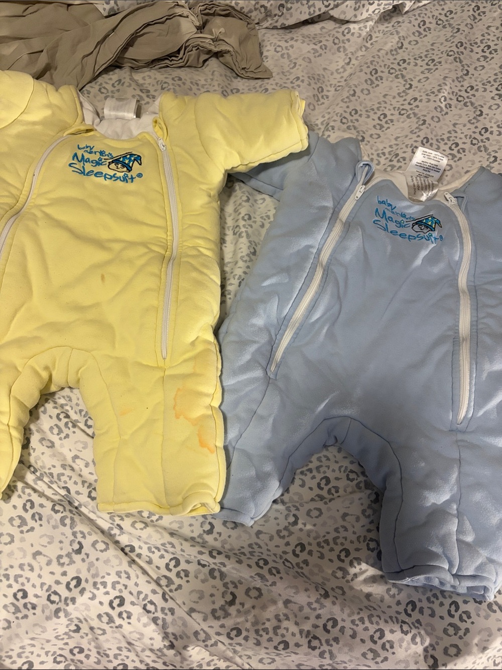 2 Baby Merlin’s Magic Sleepsuit One-Piece Sleep Sacks - Yellow and Blue - Large